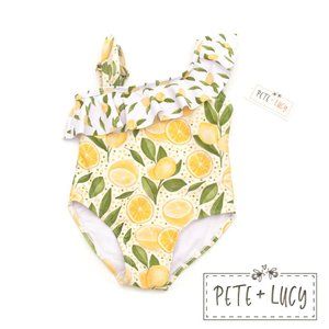 Pete + Lucy Lemon One Shoulder One Piece Swimsuit Size 5